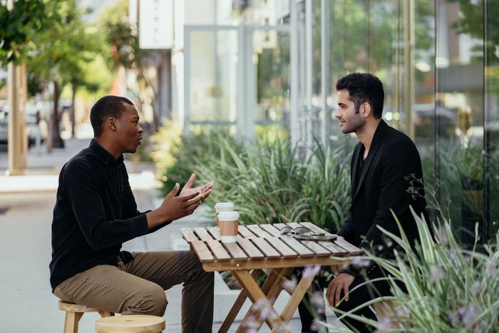 Two people in conversation